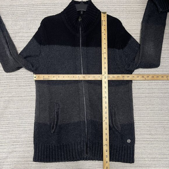 Chunky Guess Wool Blend Heavyweight Zip-Up Cardigan Sweater Black Gray XL - Picture 10 of 10